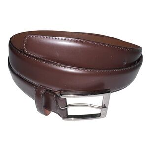 Brooks Brothers Dark Brown Smooth Leather Dress Belt 42” Italy Silver Buckle